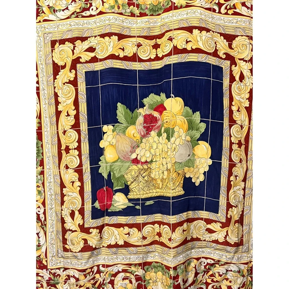 Loewe Silk Scarf Ceramica Sevillana Tile Fruit Print‎ Italy 34x34 Luxury